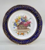 SWANSEA OR COALPORT PORCELAIN PLATE FROM THE LYSAGHT SERVICE circa 1820 with lobed rim, fully