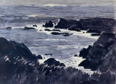 ‡ SIR KYFFIN WILLIAMS RA limited edition (53/150) coloured print - Anglesey coastline, signed in