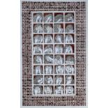 ‡ EVELYN WILLIAMS mixed media and collage - entitled verso 'Wall of Faces', signed and dated