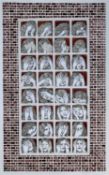 ‡ EVELYN WILLIAMS mixed media and collage - entitled verso 'Wall of Faces', signed and dated