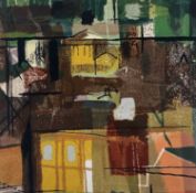 ‡ JOHN PIPER screenprint on Sanderlin cotton, Sandersons 1962 - entitled verso 'Stones of Bath'