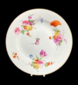 NANTGARW PORCELAIN SOUP PLATE, circa 1817-1820, circular non-lobed or moulded, painted with three