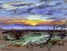 ELIZABETH HAINES pastel - entitled verso 'Sunset Towards St David's', signed Dimensions: 23 x