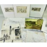 GEORGE CHAPMAN black portfolio containing large quantity of preliminary drawings and other related
