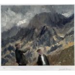 ‡ GARETH PARRY limited edition (9/150) print - two farmers in conversation on mountainside, signed