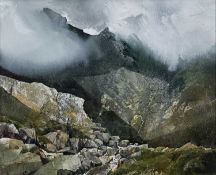 ‡ MALCOLM EDWARDS watercolour - mountain scene, entitled verso 'Esgair', signedDimensions: 30 x