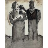 ‡ JOSEF HERMAN OBE RA mixed media with pencil, pen and ink - entitled verso on Roland, Browse &