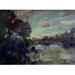 ‡ WARREN S HEATON oil on canvas - entitled verso 'Stackpole Lakes, Clear Evening', signedDimensions: