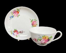 NANTGARW PORCELAIN CUP & SAUCER circa 1818-1820, painted with colourful posies including open pink
