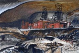 ‡ GEORGE LITTLE mixed media, pastel and ink - closure of Mardy colliery, signed and dated