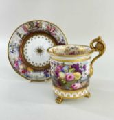 AN EXCEPTIONAL & RARE 'OVERSIZE' SWANSEA PORCELAIN CABINET CUP & STAND circa 1815-1817, the cup with