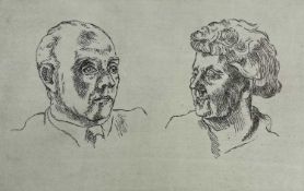 GEORGE CHAPMAN etching - head portrait of husband and wife, signed in pencilDimensions: 33.5 x