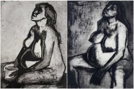 GEORGE CHAPMAN two etchings - life study, seated females (2) Dimensions: 50 x 46cms and 45 x