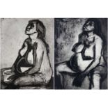 GEORGE CHAPMAN two etchings - life study, seated females (2) Dimensions: 50 x 46cms and 45 x