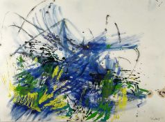 ‡ PRUDENCE WALTERS mixed media - abstract landscape, signedDimensions: 56 x 76cmsProvenance:deceased