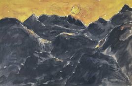 ‡ SIR KYFFIN WILLIAMS RA limited edition (54/75) print - sunset over Snowdonia, signed in full