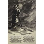 ‡ SIR KYFFIN WILLIAMS RA original run poster - standing farmer leaning on stick with poetry by