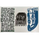 ‡ PAUL PETER PIECH three-colour lithograph - for peace, justice, freedom and verse from Italian