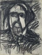 ‡ PETER PRENDERGAST pencil drawing - head and shoulders self portrait of the artist,