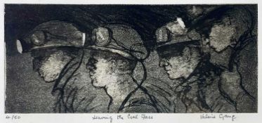 ‡ VALERIE GANZ limited edition (4/50) print - head and shoulders study of four miners entitled '