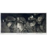 ‡ VALERIE GANZ limited edition (4/50) print - head and shoulders study of four miners entitled '