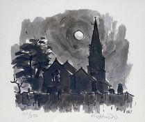‡ SIR KYFFIN WILLIAMS RA limited edition (122/250) print - moonlit Anglesey Church, signed in