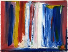 ‡ PRUDENCE WALTERS acrylic on paper - abstract, vertical stripes, entitled 'The Living Air',