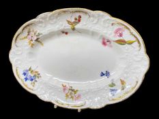 NANTGARW PORCELAIN OVAL DISH circa 1818-1820, of lobed form and typically decorated with c-