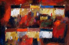 ‡ CHRIS GRIFFIN acrylic on paper - two rows of valleys terraced house, entitled verso 'Two