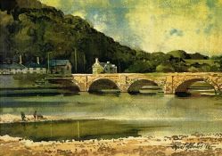 ‡ HYWEL HARRIES print - The Dyfi Bridge at Machynlleth, signed and dated '88Dimensions: 22 x