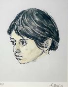 ‡ SIR KYFFIN WILLIAMS RA artist proof print - head portrait of Tehuelche girl Norma Lopez, signed in