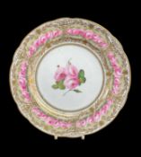 NANTGARW PORCELAIN PLATE PROFUSELY GILDED circa 1818-1820, of lobed form, the border with six panels