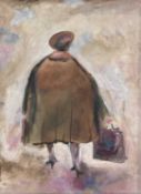 GEORGE CHAPMAN oil on canvas - large female figure with shopping bags, unsignedDimensions: 39 x