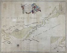 ‡ CAPTAIN G COLLINS ANTIQUARIAN COLOURED CHART WITH PARISHES ON THE MENAI STRAITS WITH