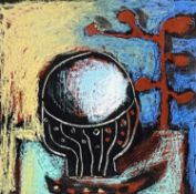 ‡ CLIVE HICKS-JENKINS oil on paper - still-life of chalice, signed versoDimensions: 10 x