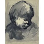 ‡ SIR KYFFIN WILLIAMS RA early period ink and wash - portrait, entitled verso 'Head of a Boy',