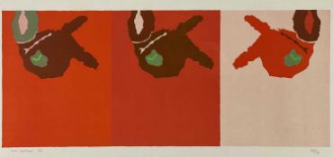 ‡ ERIC MALTHOUSE limited edition (33/75) print - semi abstract entitled verso 'Cancrizans Triptych',