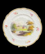 NANTGARW PORCELAIN DESSERT PLATE circa 1818-1820, of lobed form and typically moulded, to the