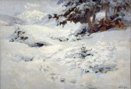 ‡ ALFRED OLIVER oil on board - snow in mountains, signedDimensions: 38 x 55cmsProvenance:private