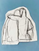 ‡ CLIVE HICKS-JENKINS charcoal on cut-out paper - two figures, entitled verso 'Study for the