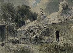 ‡ KEITH ANDREW watercolour - entitled verso on Oriel Tegfryn Gallery label 'Caeau Gwynion', signed