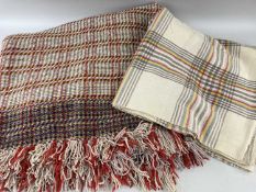EXCELLENT HEAVY QUALITY WELSH WOOL BLANKET woven with flecked multicolour chequer pattern with