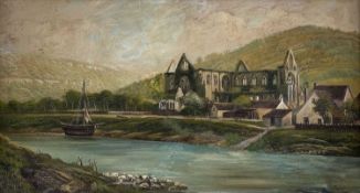 S PAYCE oil on board - view of Tintern Abbey, signedDimensions: 26 x 46cms Provenance:private