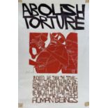 ‡ PAUL PETER PIECH three-colour lithograph - with verse relating to the abolition of torture, signed