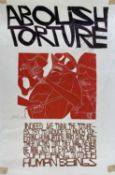 ‡ PAUL PETER PIECH three-colour lithograph - with verse relating to the abolition of torture, signed