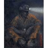 ‡ VALERIE GANZ artists proof (3/30) print - sitting miner taking a break with thermos flask,