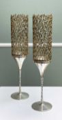 ‡ PAIR STUART DEVLIN SILVER & SILVER-GILT CANDLESTICKS, London 1973, each with removable cylindrical