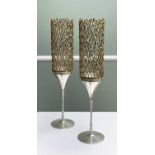 ‡ PAIR STUART DEVLIN SILVER & SILVER-GILT CANDLESTICKS, London 1973, each with removable cylindrical