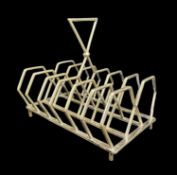 CHRISTOPHER DRESSER FOR JAMES DIXON & SONS: electroplated toast rack, c. 1885, in the form of a