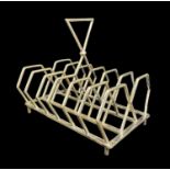 CHRISTOPHER DRESSER FOR JAMES DIXON & SONS: electroplated toast rack, c. 1885, in the form of a